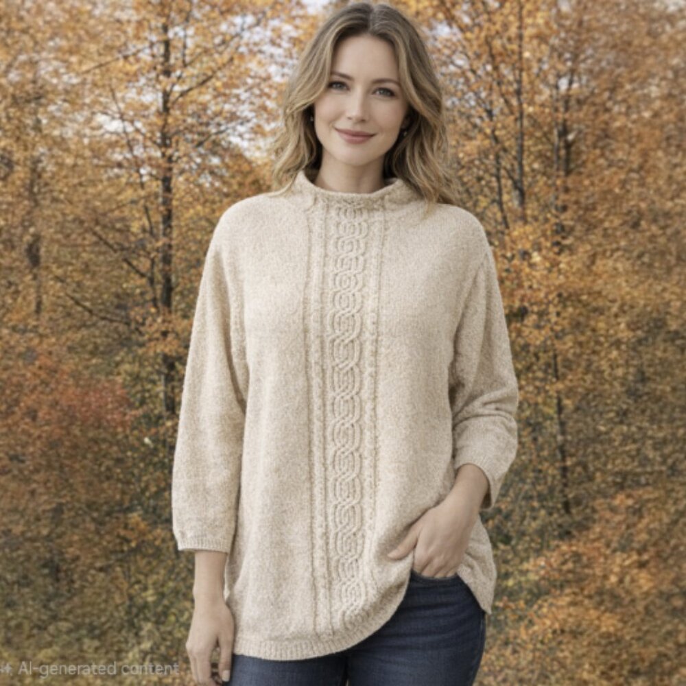 Dockers 3/4 Sleeve Cable Knit Sweater